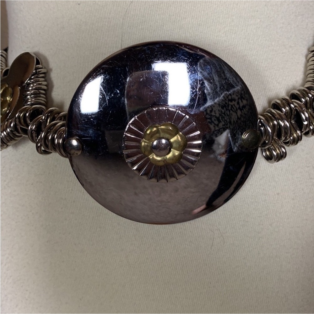 Metal belt with black braid and hook and chain closure - Picture 2 of 11